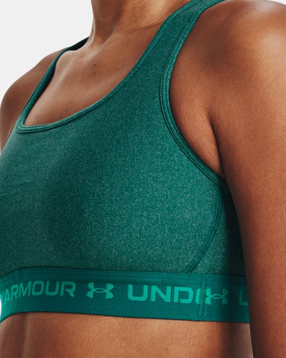 Women's Armour® Mid Crossback Heather Sports Bra in Green image number 9